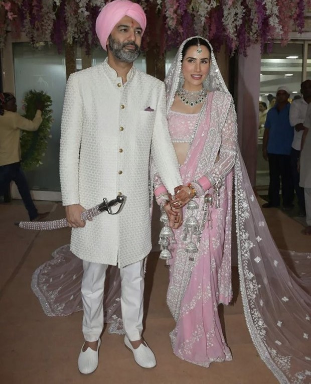 Sonnalli Seygall glows in blush pink saree and emeralds, embracing eternal love on her wedding Day