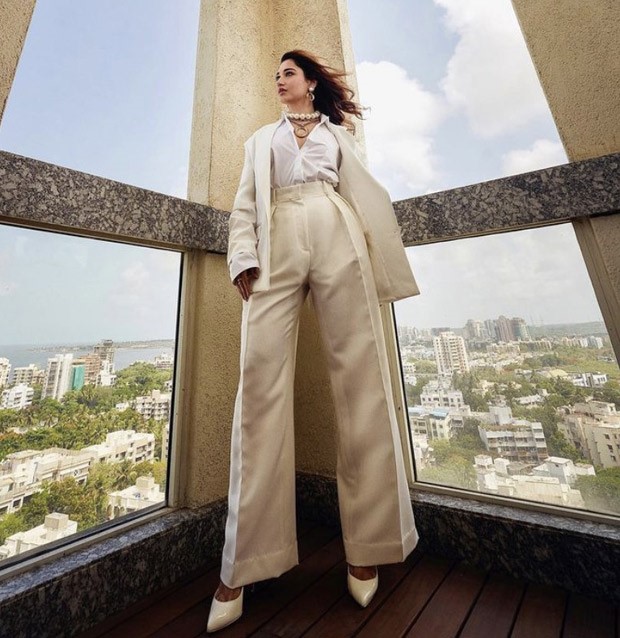 Tamannaah Bhatia begins the promotion of her web series Jee Karda while keeping things chic and understated in a summery white pantsuit