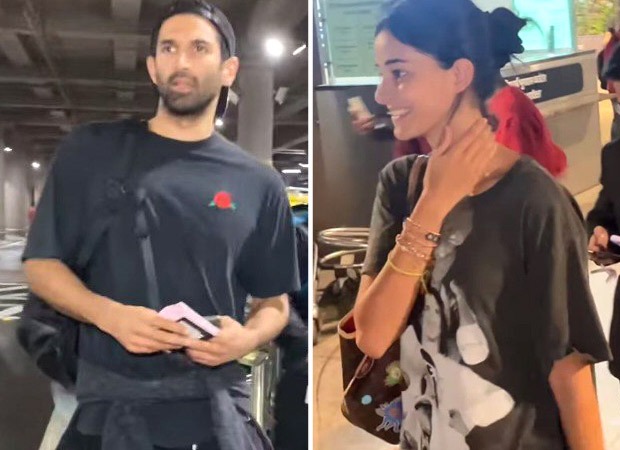Aditya Roy Kapur and Ananya Panday spotted twinning in grey as they return from European vacation