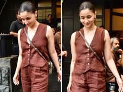 Alia Bhatt perfects the relaxed elegant look with casual brown pants and a waistcoat, together with a Gucci bag costing Rs. 1.35 lakh