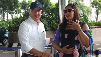 Anupam Kher meets baby Devi along Bipasha Basu & Karan Singh Grover at the airport