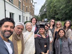 Farhan Akhtar shares family photo featuring ex-wife Adhuna Bhabani at daughter Shakya’s convocation; check post here