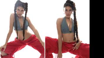 Jacqueline Fernandez goes street style chic in Rs.65K Prada Denim Bralette and red trousers