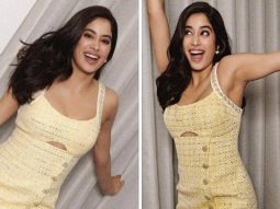 Janhvi Kapoor dazzles in a yellow diamante mini dress radiating glamour Bawaal Promotions