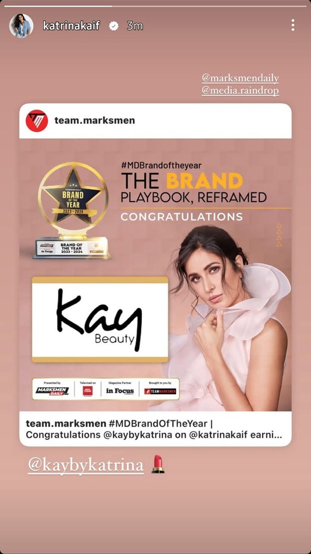 Kay Beauty By Katrina Kaif wins the Brand Of The Year 2023 Award