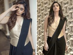 Keerthy Suresh dazzled us all with a modern spin to saree paired with golden waistcoat