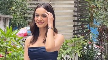 Manushi Chhillar stuns in a blue satin outfit as she gets clicked