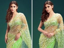Mouni Roy proves that the saree never goes out of style with her embellished sheer pastel green saree