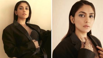 Mrunal Thakur makes a statement in her bewitching black pantsuit with a splash of sparkle from a net top