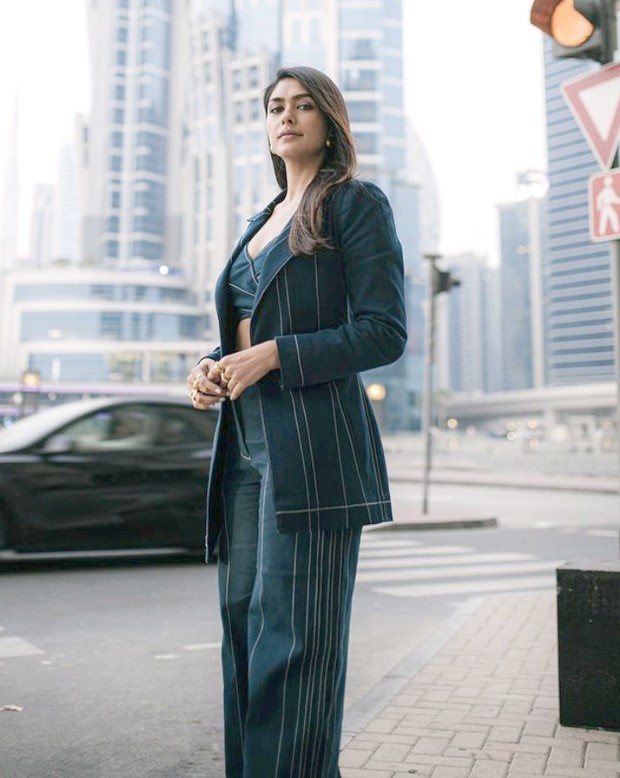 Mrunal Thakur sets the style bar high in her three-piece pantsuit ensemble as she attends SIIMA press conference in Dubai 