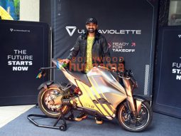 Photos: Rannvijay Singh was snapped while taking the delivery of the F77 electric superbike in Khar