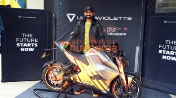 Photos: Rannvijay Singh was snapped while taking the delivery of the F77 electric superbike in Khar