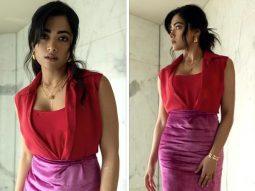 Rashmika Mandanna gives us a lesson in color blocking with her two-toned gown