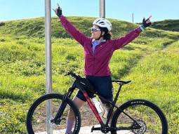 Saiyami Kher shoots a travel documentary in Italy’s terrain while riding a bicycle