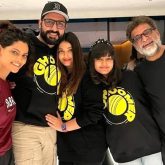 Aishwarya Rai Bachchan and Aaradhya Bachchan wear matching tees with Abhishek Bachchan as they promote Ghoomer