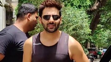 Champion Kartik Aaryan gets clicked by paps at the gym