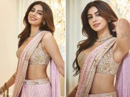 Khushi Kapoor in a mirror embellished pink saree by Arpita Mehta is giving princess vibes