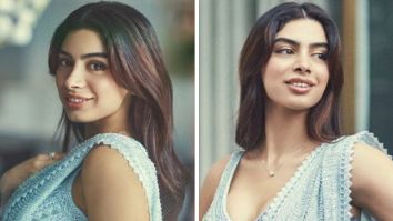 Khushi Kapoor raises the glam bar higher in a frosty silvery-blue sequinned saree worth Rs.2.29 Lakh