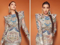Nora Fatehi brings the zing & bling in an embellished Falguni & Shane peacock dress