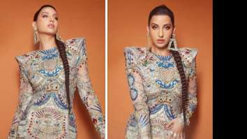 Nora Fatehi brings the zing & bling in an embellished Falguni & Shane peacock dress