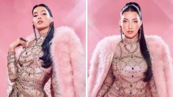 Nora Fatehi’s studded catsuit and pink fur jacket looks high on drama and higher on glam