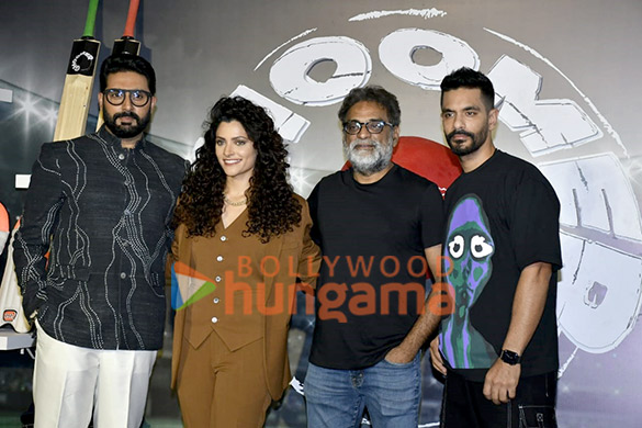 photos abhishek bachchan saiyami kher angad bedi and r balki snapped at ghoomer trailer launch 1