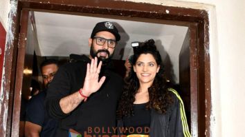 Photos: Abhishek Bachchan and Saiyami Kher snapped promoting Ghoomer at PVR, Juhu