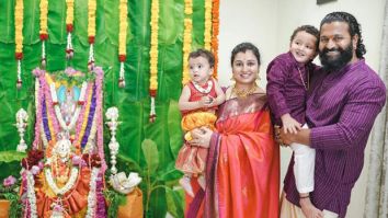 Rishab Shetty celebrates the Varamahalakshmi festival with wife Pragathi Shetty and kids Ranvit and Radhya; see pics