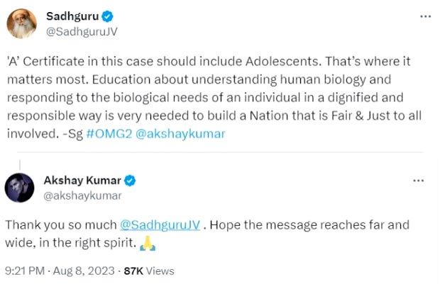 Sadguru REACTS to Akshay Kumar starrer OMG 2 gettig ‘A’ certificate; says, “In this case should include Adolescent”