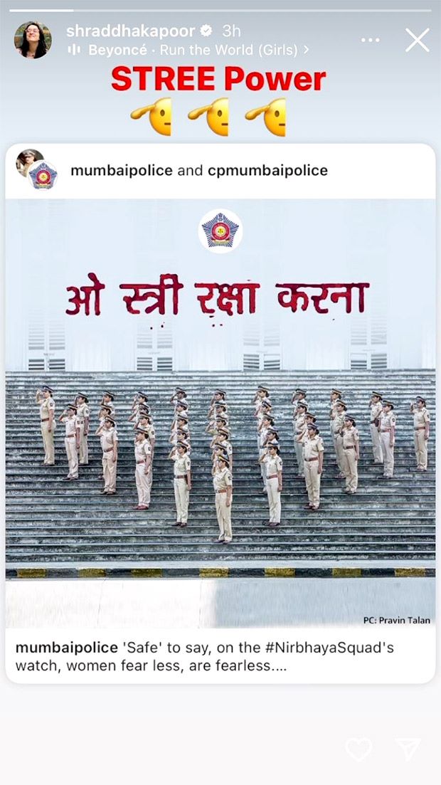 Mumbai Police’s Nirbhaya squad makes a reference to Shraddha Kapoor-starrer Stree; actress REACTS