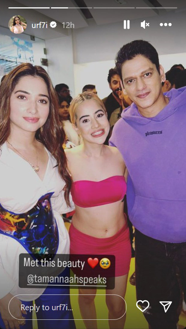 Tamannaah Bhatia and Vijay Varma steal the spotlight in candid shot from Aakhri Sach screening, posted by Uorfi Javed; see pic