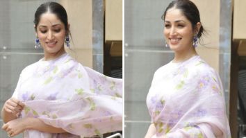 Yami Gautam paints the town floral in ethereal lilac floral saree as she promotes OMG 2