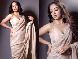 Ahsaas Channa amps up the glamour in blush pink sequin saree