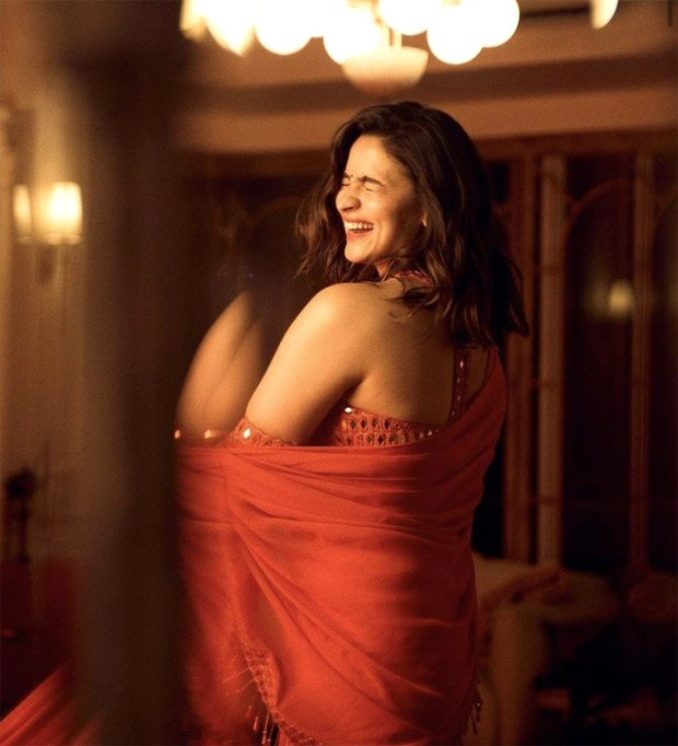 Alia Bhatt, a vision in red mirrorwork saree, adds her own sparkle to the Ambani's Ganpati celebrations
