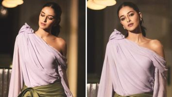 Ananya Panday is a total diva in lavender off-shoulder top and olive 3d floral mini skirt by Prabal Gurung