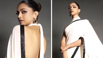 Deepika Padukone’s white encrusted saree fused with a halter neck blouse looks chic in a whole new way