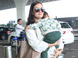 Dia Mirza gets clicked with her little munchkin at the airport