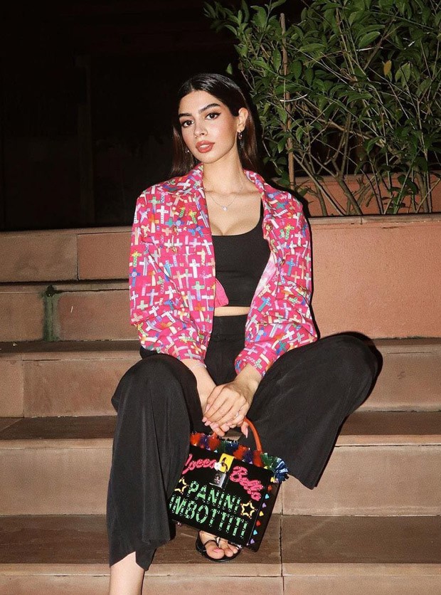 Khushi Kapoor is the most stylish diva in town in black Co-Ords, pink jacket & Dolce & Gabbana box bag 