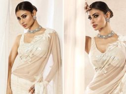 Mouni Roy channels her inner desi diva in an ethereal white saree by Rohit Bal