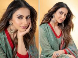 Rakul Preet Singh sets the festive season aglow with her stylish ethnic printed suit ensemble by Anita Dongre