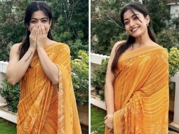 Rashmika Mandanna makes wedding guest look bright in yellow Anita Dongre saree