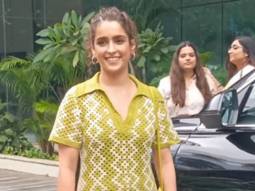 Sanya Malhotra out for Jawan promotions in a beautiful green knitted dress