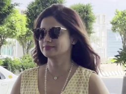 Shamita Shetty smiles as she poses for paps at the airport