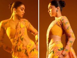Sharvari Wagh looks stunning in a vibrant yellow floral saree, exuding flawless elegance