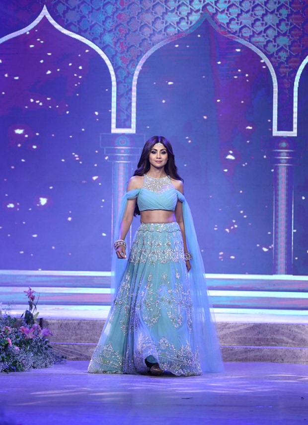 Shilpa Shetty Kundra takes center stage in Aslam Khan's mesmerizing lehenga, closing the show with unparalleled grace 