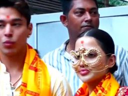 Uorfi Javed sports her funky glasses as she poses with Pratik Sehajpal at Siddhivinayak temple