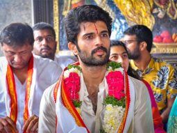 Vijay Deverakonda celebrates the success of Kushi by visiting Yadadri temple with his family