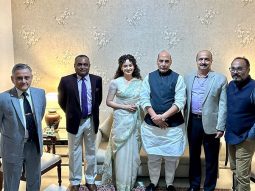 Defence Minister Rajnath Singh and other dignitaries from Indian Air Force attend the special screening of Kangana Ranaut starrer Tejas
