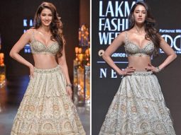 Disha Patani adds a touch of festive elegance to the Lakme Fashion Week 2023 runway, dazzling in an ivory lehenga by Kalki Fashion