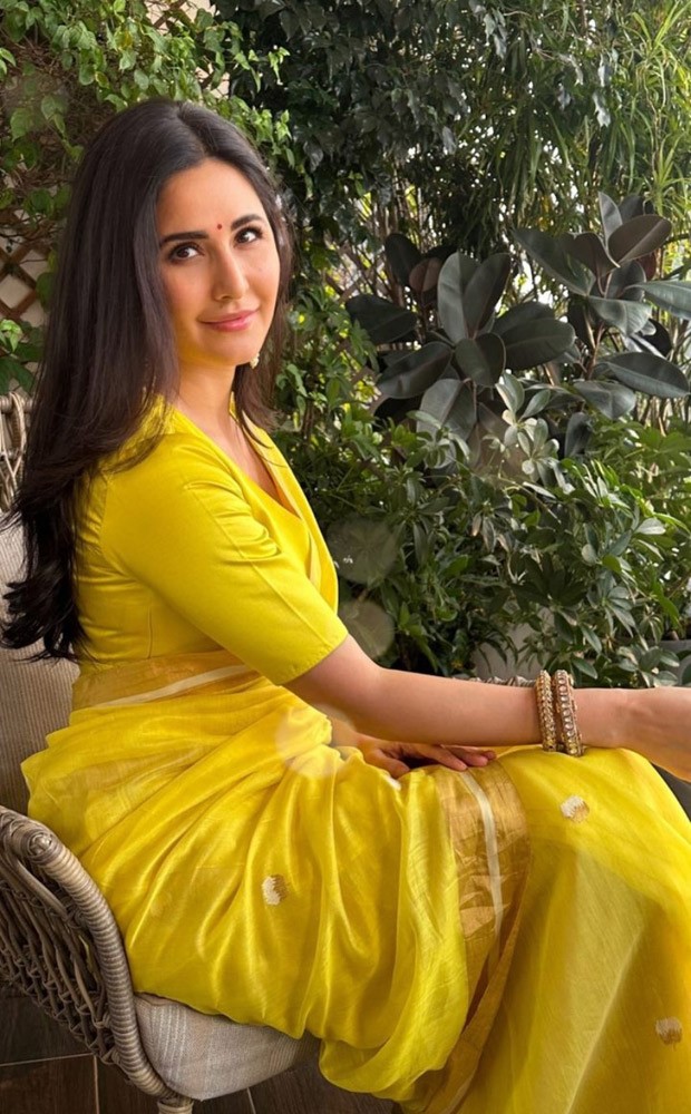Katrina Kaif takes a desi route in a bright yellow saree to kickstart festive celebrations